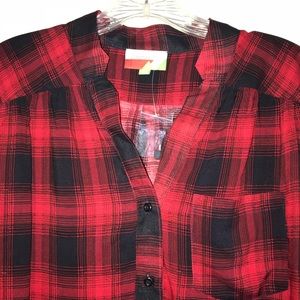 ModCloth red and black plaid tunic